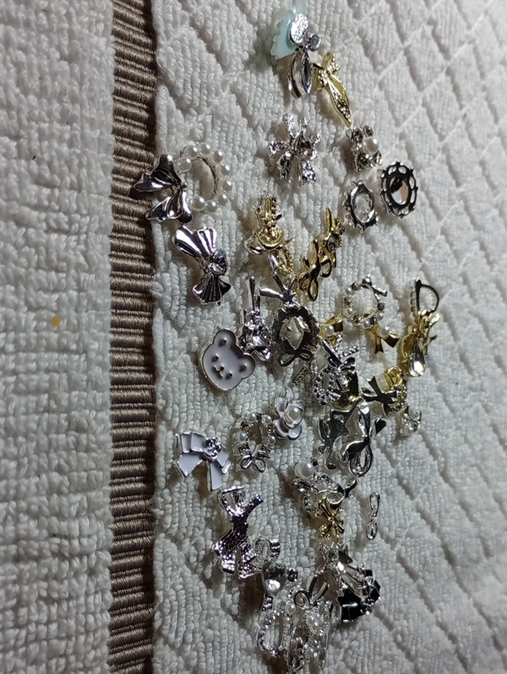 Mixed Gold & Silver Nail Art Jewelry Charms 50 Pieces